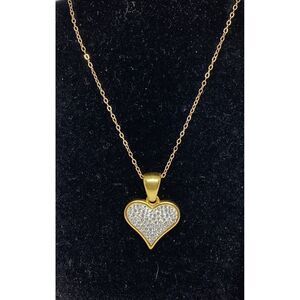 Signature Gold G91150Y Diamond Accent Swarovski Heart 18"Pendant MSRP $450 NM290